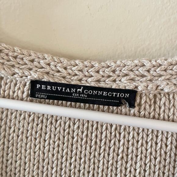 Peruvian Connection Sweater Womens Natural Alpaca Blend Knit Pullover Oversized - Picture 4 of 7